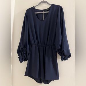V-NECK NAVY RAYON ROMPER